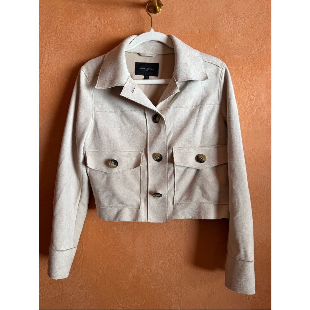 Banana Republic Vegan Suede Cropped Utility Jacket XS